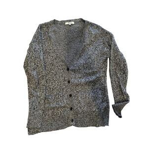 Madewell Landscape Button Front Cardigan Sweater XS Gray Black Cozy Grandpa Soft